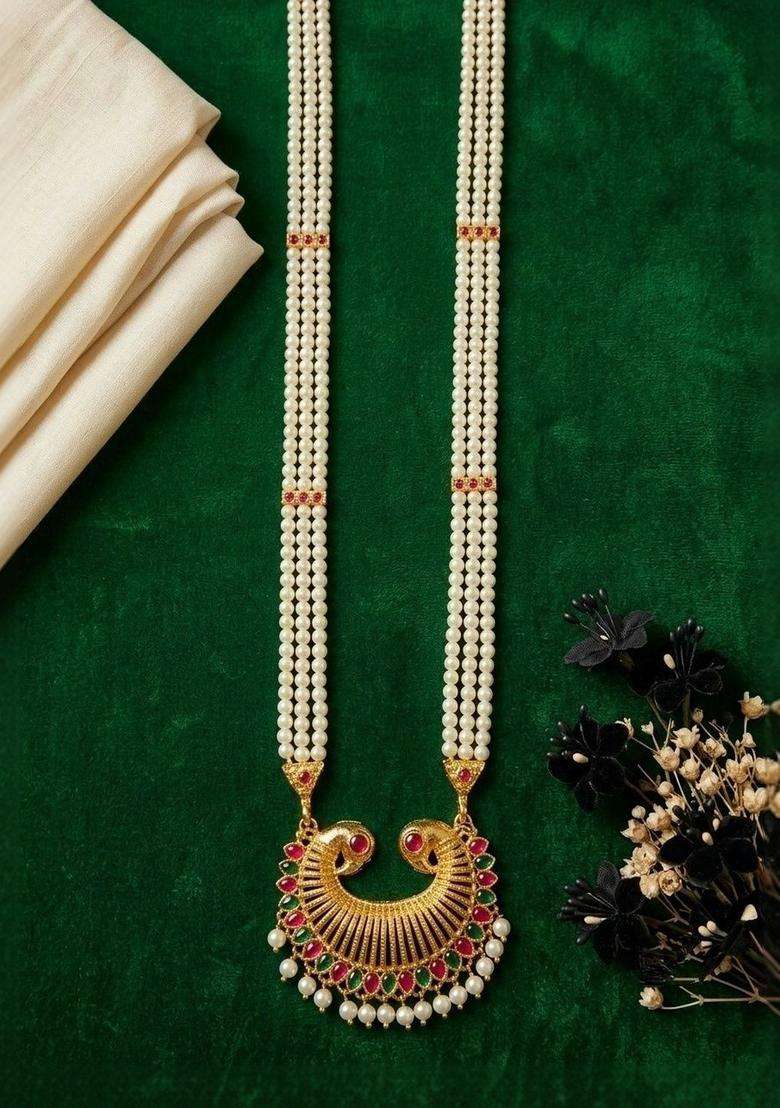 Brass Gold-Plated Temple Necklace for Women | Traditional Temple Jewellery for Wedding & Festive Wear | Gift for Her - Indya