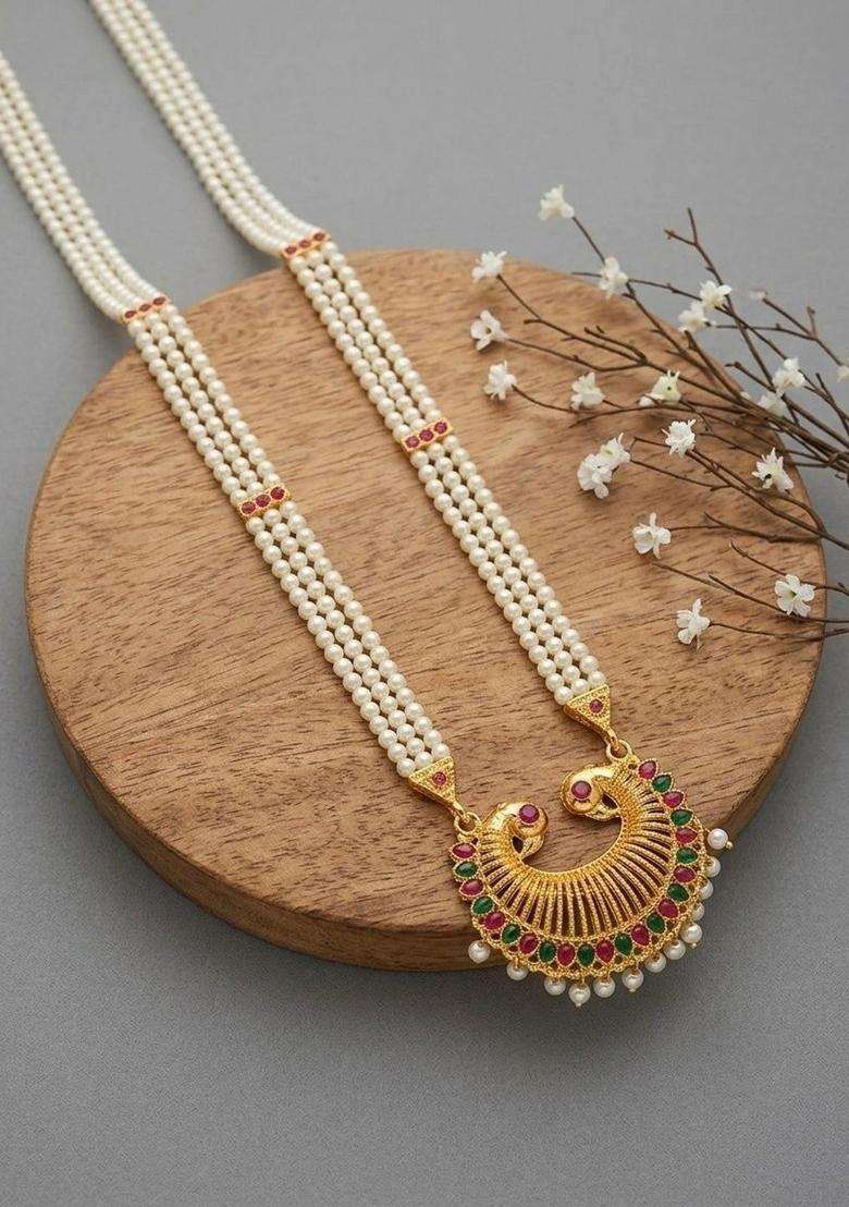 Brass Gold-Plated Temple Necklace for Women | Traditional Temple Jewellery for Wedding & Festive Wear | Gift for Her - Indya
