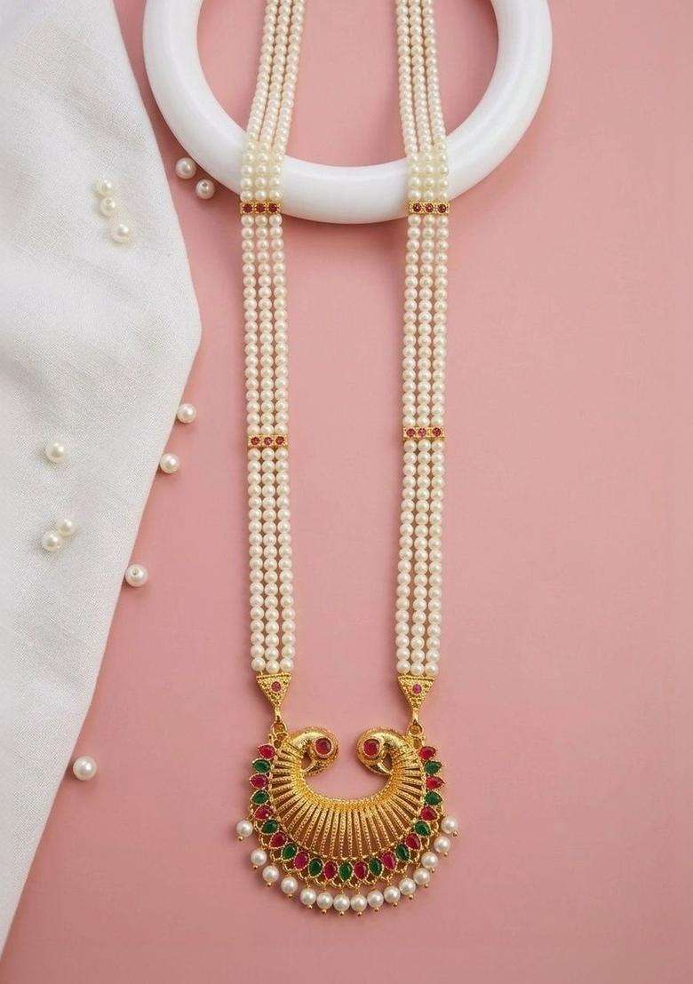 Brass Gold-Plated Temple Necklace for Women | Traditional Temple Jewellery for Wedding & Festive Wear | Gift for Her - Indya