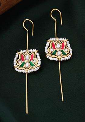 Brass-Plated Floral Ear Cuff Earrings for Women | Traditional Temple Jewellery for Wedding & Festive Wear | Gift for Her