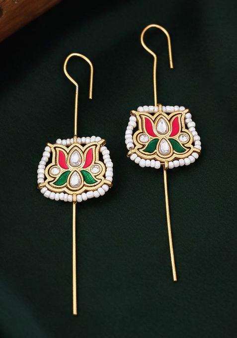 Brass-Plated Floral Ear Cuff Earrings for Women | Traditional Temple Jewellery for Wedding & Festive Wear | Gift for Her