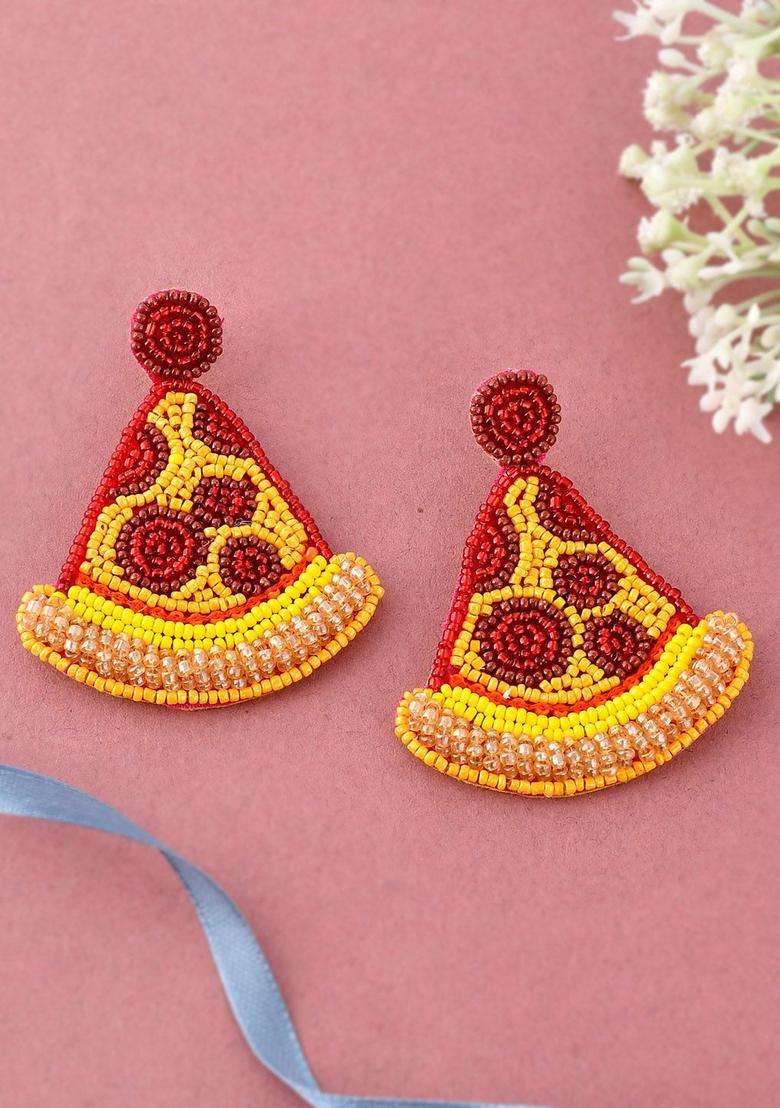 Maroon Triangular Drop Earrings for Women | Traditional Temple Jewellery for Wedding & Festive Wear | Gift for Her - Indya