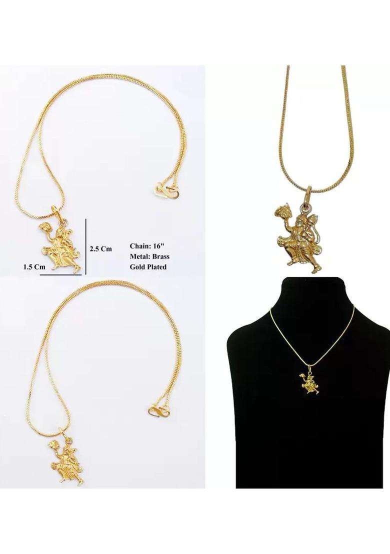 Gold-Plated Quirky Pendants with Chains for Men & Women | Traditional Temple Jewellery for Wedding & Festive Wear | Festive Gift - Indya