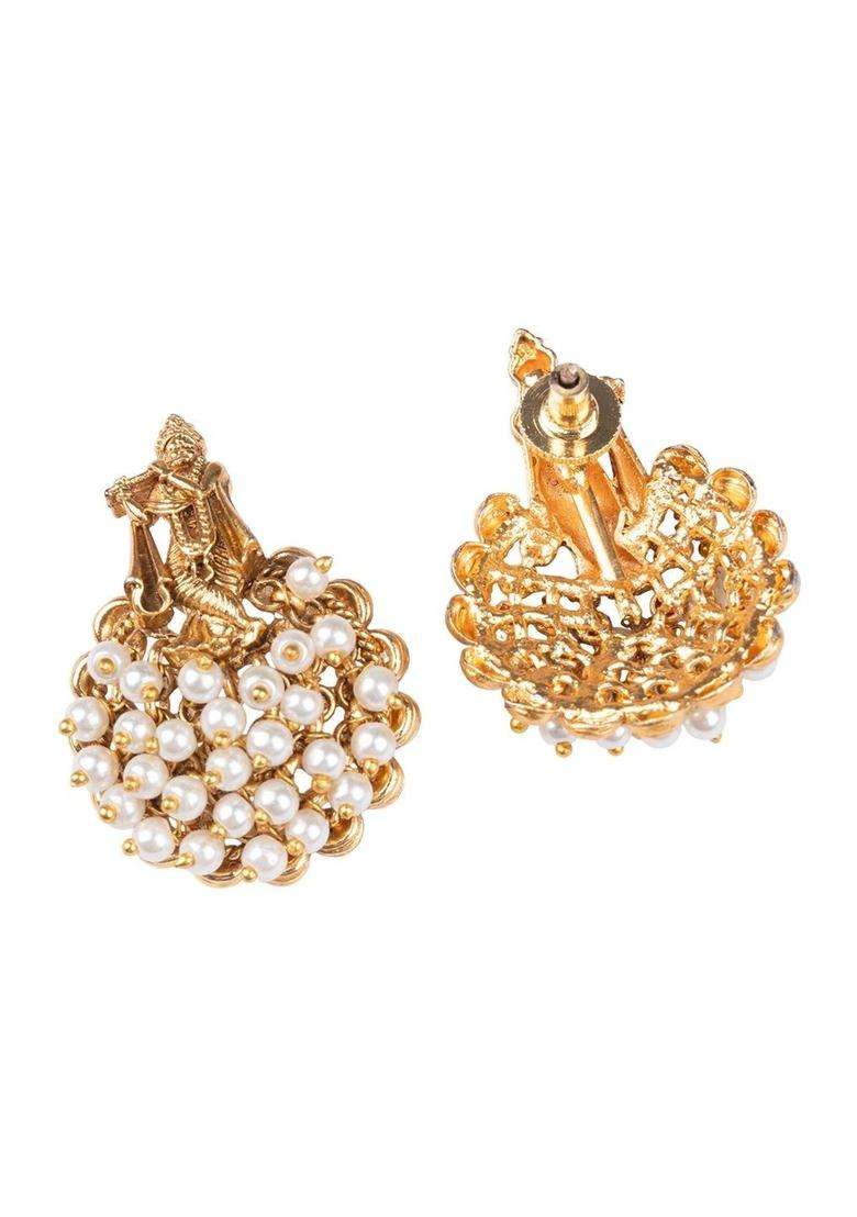 Gold-Plated Temple Stone Studded & Beaded Necklace and Earrings for Women | Traditional Temple Jewellery for Wedding & Festive Wear | Gift for Her - Indya