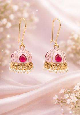 Brass-Plated Floral Drop Earrings for Women | Traditional Temple Jewellery for Wedding & Festive Wear | Gift for Her