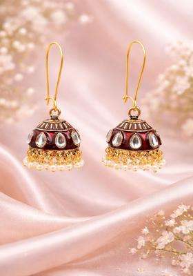 Brass-Plated Floral Drop Earrings for Women | Traditional Temple Jewellery for Wedding & Festive Wear | Gift for Her
