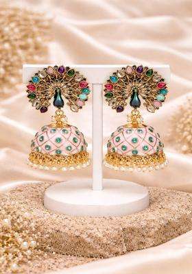 Brass-Plated Floral Drop Earrings for Women | Traditional Temple Jewellery for Wedding & Festive Wear | Gift for Her