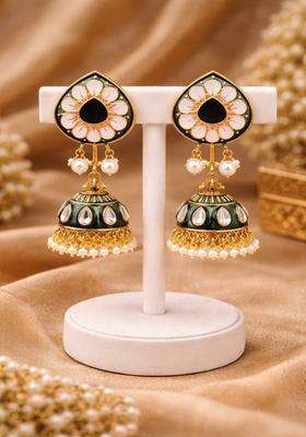 Brass-Plated Floral Drop Earrings for Women | Traditional Temple Jewellery for Wedding & Festive Wear | Gift for Her