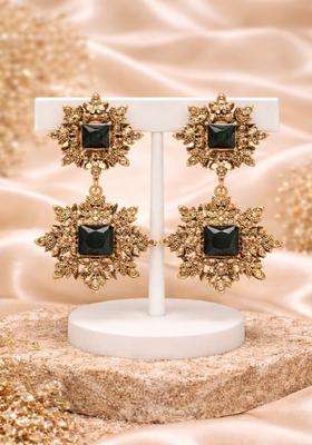 Brass-Plated Floral Drop Earrings for Women | Traditional Temple Jewellery for Wedding & Festive Wear | Gift for Her