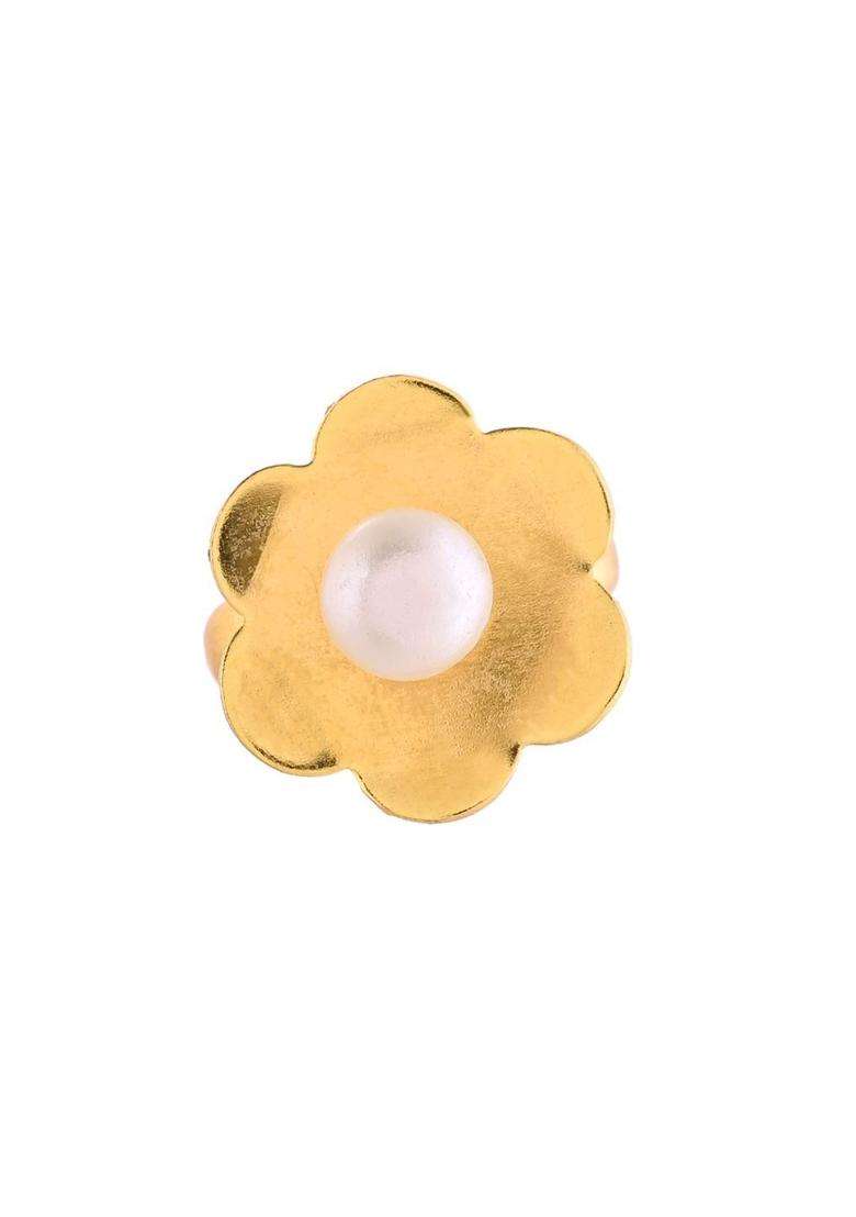 Gold-Plated Floral Finger Ring for Women | Traditional Temple Jewellery for Wedding & Festive Wear | Gift for Her - Indya