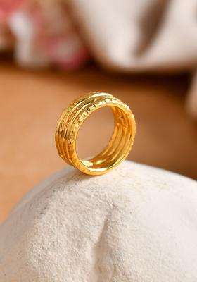 Gold-Plated Textured Finger Ring for Women | Traditional Temple Jewellery for Wedding & Festive Wear | Gift for Her