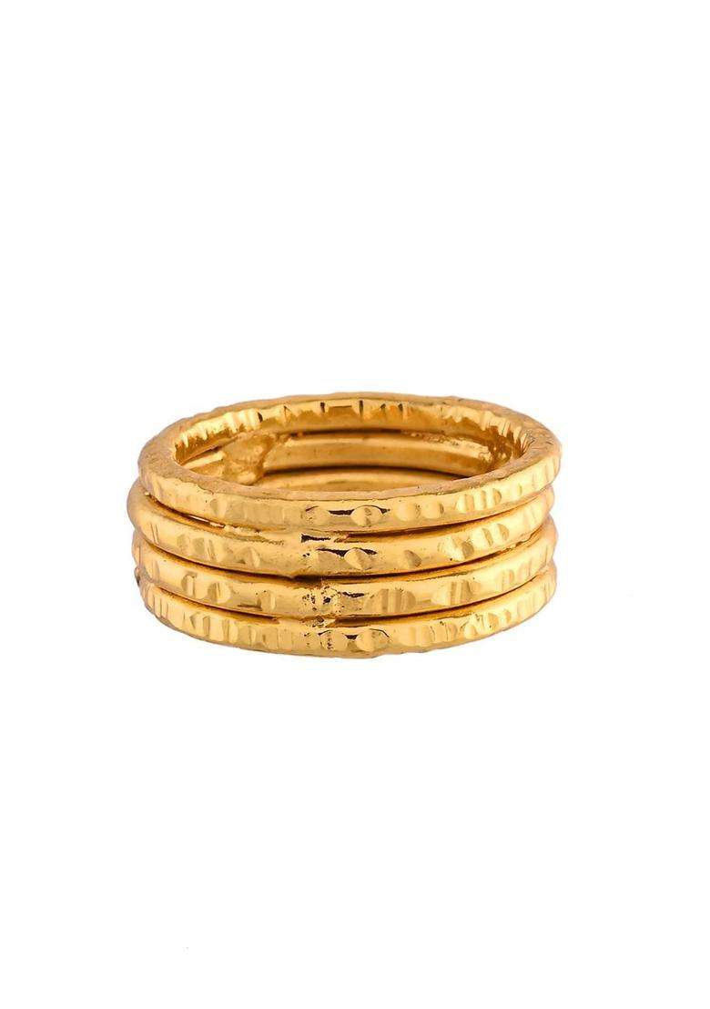 Gold-Plated Textured Finger Ring for Women | Traditional Temple Jewellery for Wedding & Festive Wear | Gift for Her - Indya