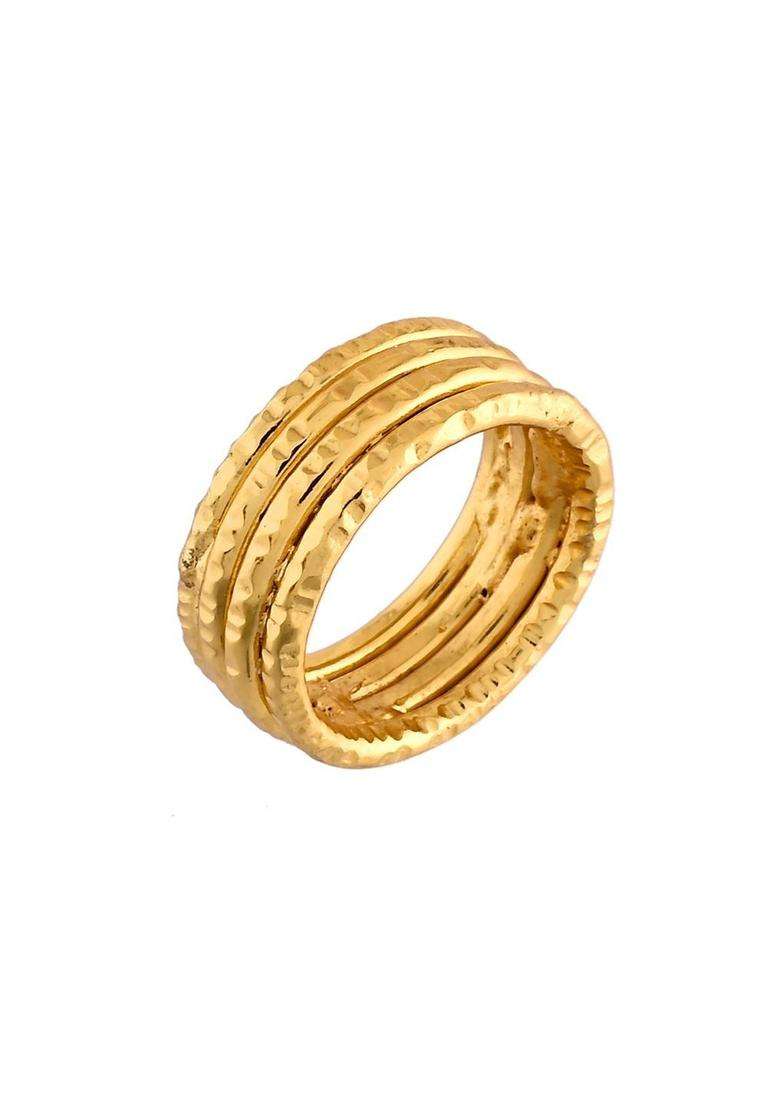 Gold-Plated Textured Finger Ring for Women | Traditional Temple Jewellery for Wedding & Festive Wear | Gift for Her - Indya