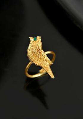 Gold-Plated Textured Finger Ring for Women | Traditional Temple Jewellery for Wedding & Festive Wear | Gift for Her