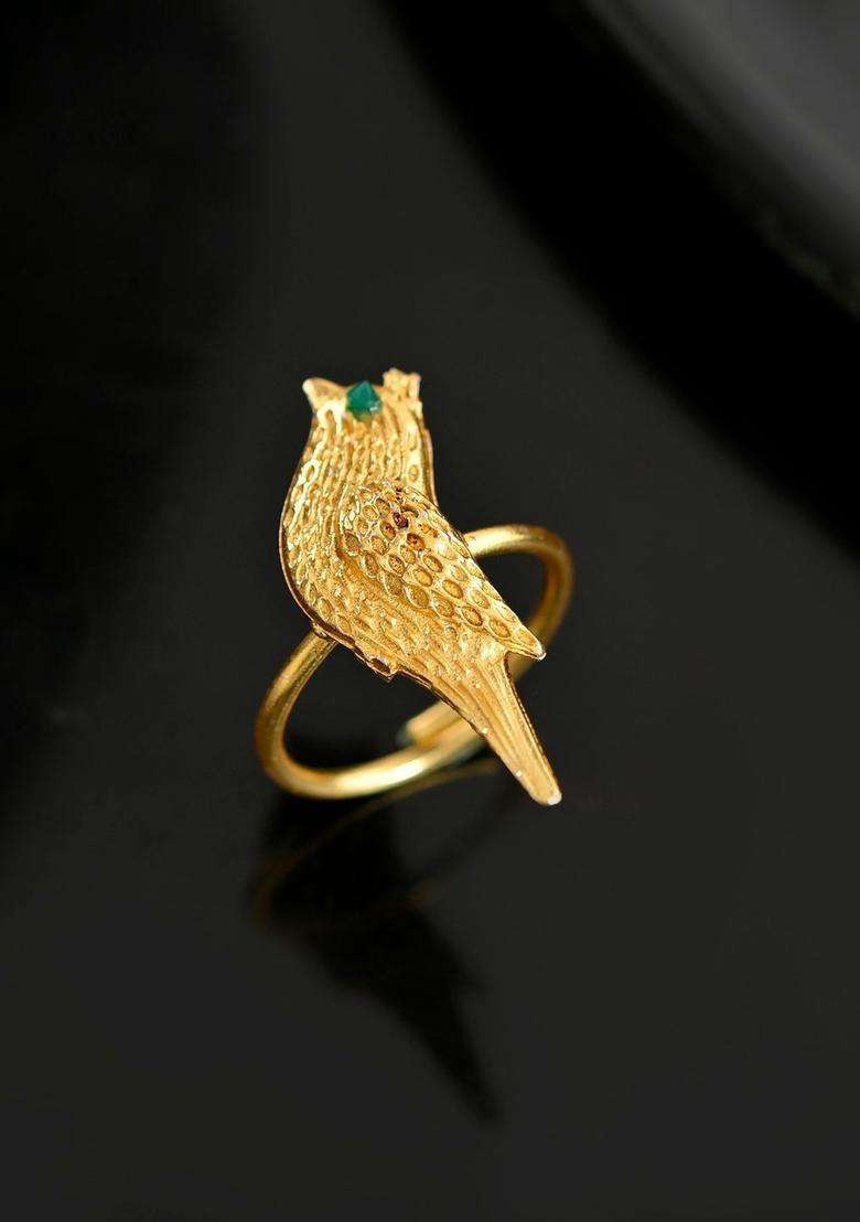 Gold-Plated Textured Finger Ring for Women | Traditional Temple Jewellery for Wedding & Festive Wear | Gift for Her - Indya