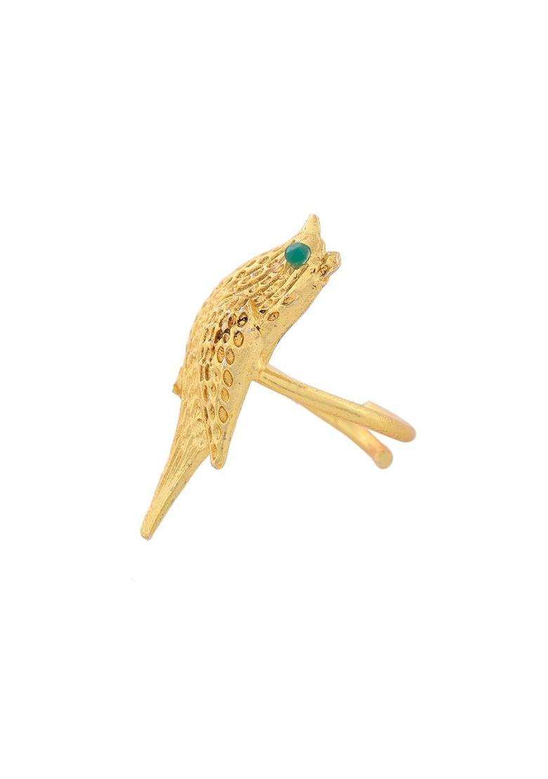 Gold-Plated Textured Finger Ring for Women | Traditional Temple Jewellery for Wedding & Festive Wear | Gift for Her - Indya