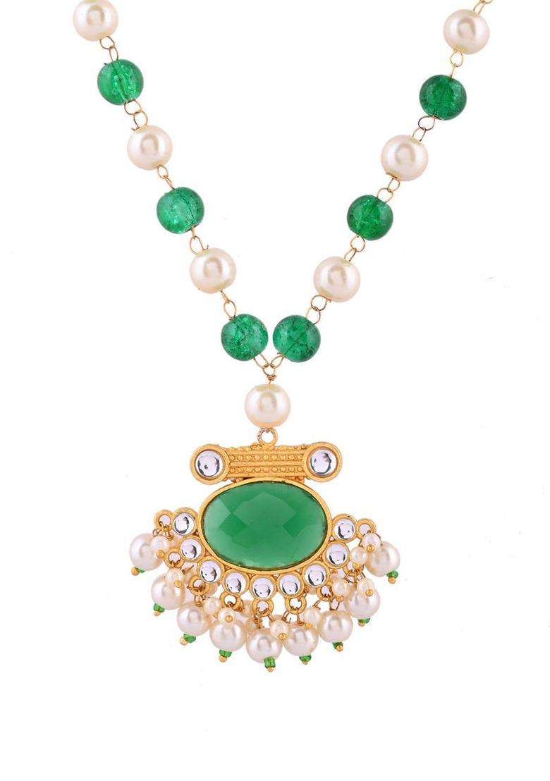 Gold-Plated Stone-Studded & Pearl Beaded Jewellery Set for Women | Traditional Temple Jewellery for Wedding & Festive Wear | Gift for Her - Indya