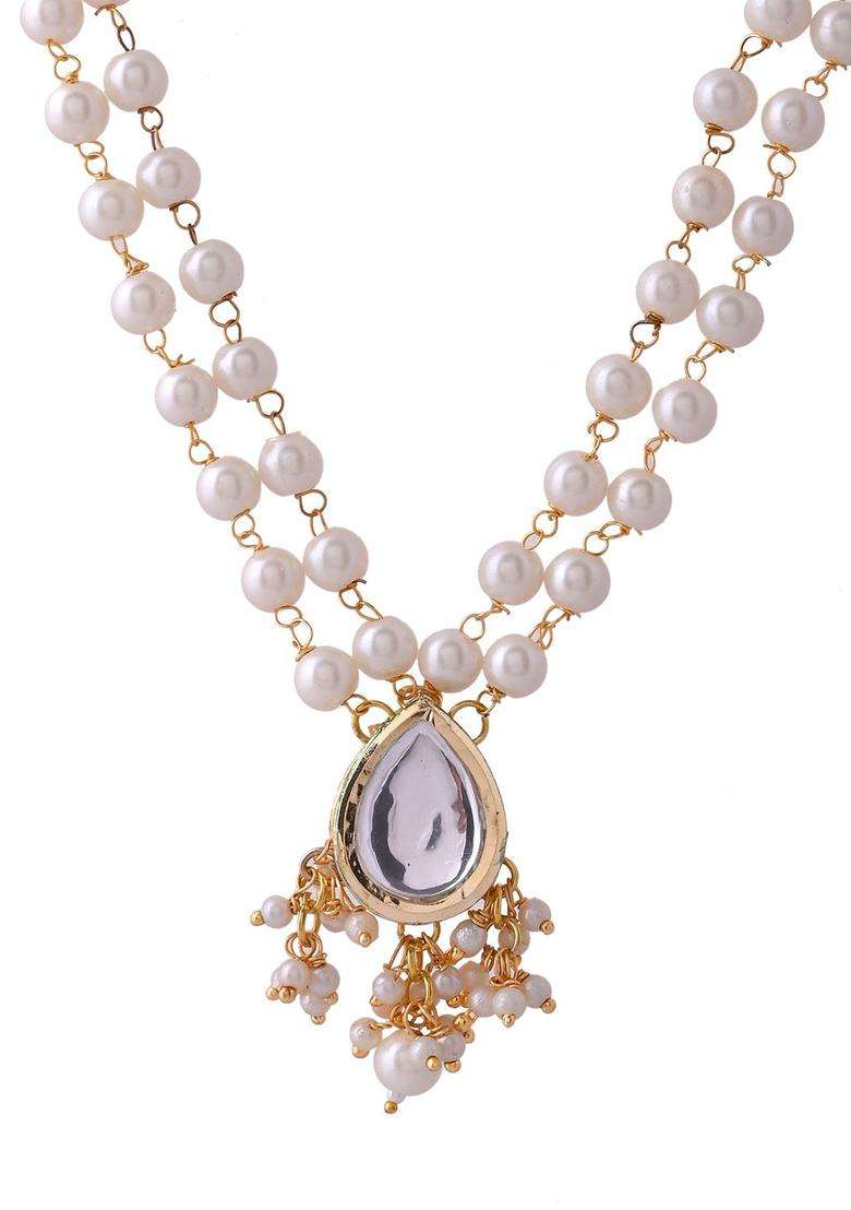 Gold-Plated Stone-Studded & Pearl Beaded Jewellery Set for Women | Traditional Temple Jewellery for Wedding & Festive Wear | Gift for Her - Indya