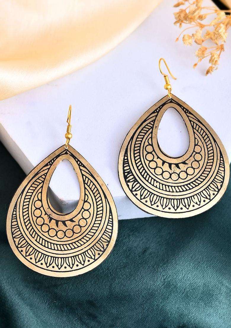 Rhodium-Plated Rhoium Plated Classic Drop Earrings for Women | Traditional Temple Jewellery for Wedding & Festive Wear | Gift for Her - Indya