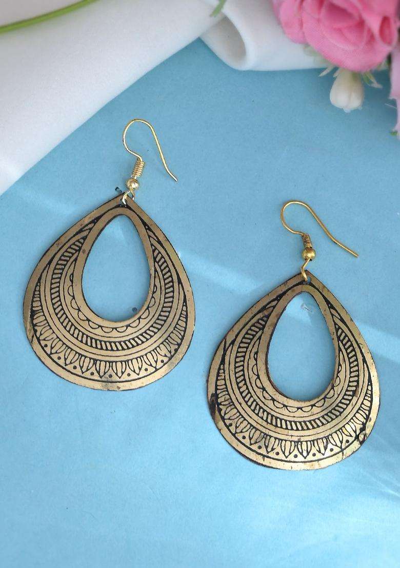 Rhodium Plated Classic Drop Earrings for Women | Traditional Temple Jewellery for Wedding & Festive Wear | Gift for Her - Indya
