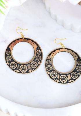 Rhodium Plated Circular Drop Earrings for Women | Traditional Temple Jewellery for Wedding & Festive Wear | Gift for Her
