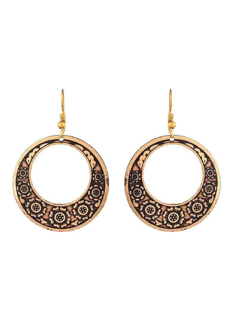 Rhodium Plated Circular Drop Earrings for Women | Traditional Temple Jewellery for Wedding & Festive Wear | Gift for Her - Indya