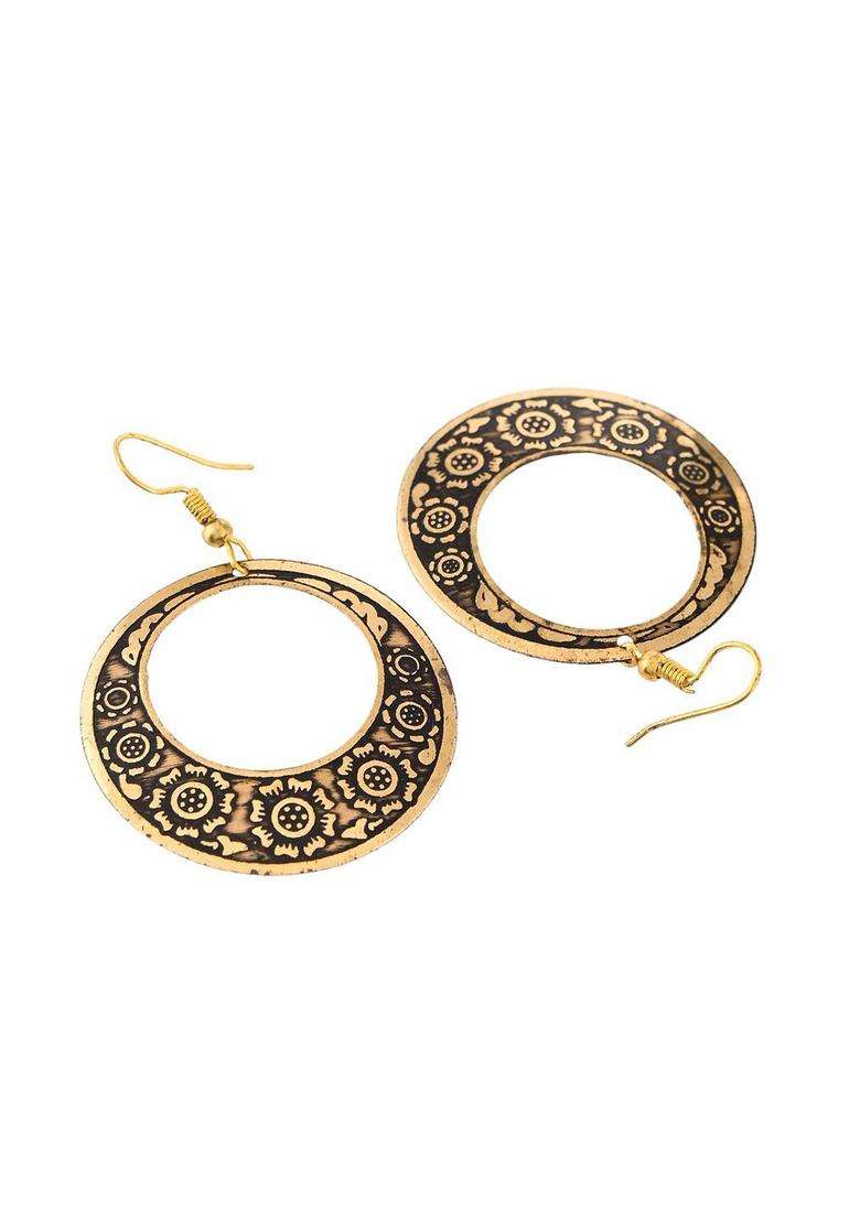 Rhodium Plated Circular Drop Earrings for Women | Traditional Temple Jewellery for Wedding & Festive Wear | Gift for Her - Indya