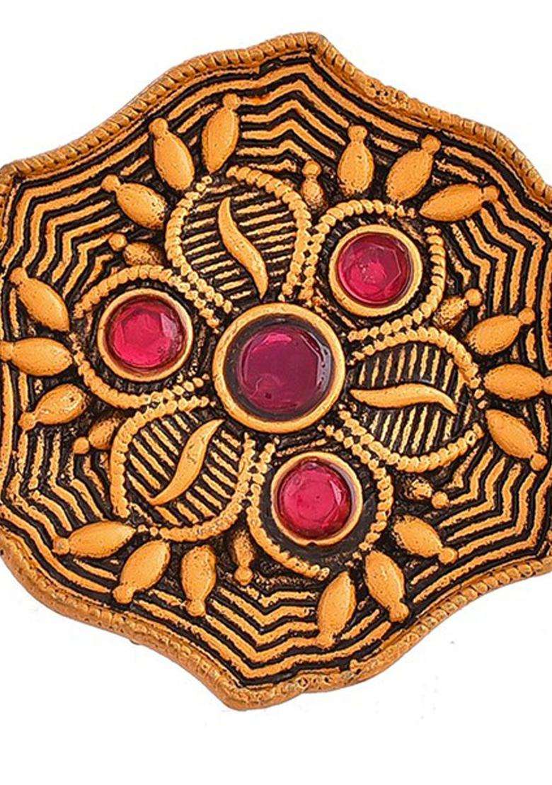 Gold-Plated Stone-Studded Finger Ring for Women | Traditional Temple Jewellery for Wedding & Festive Wear | Gift for Her - Indya
