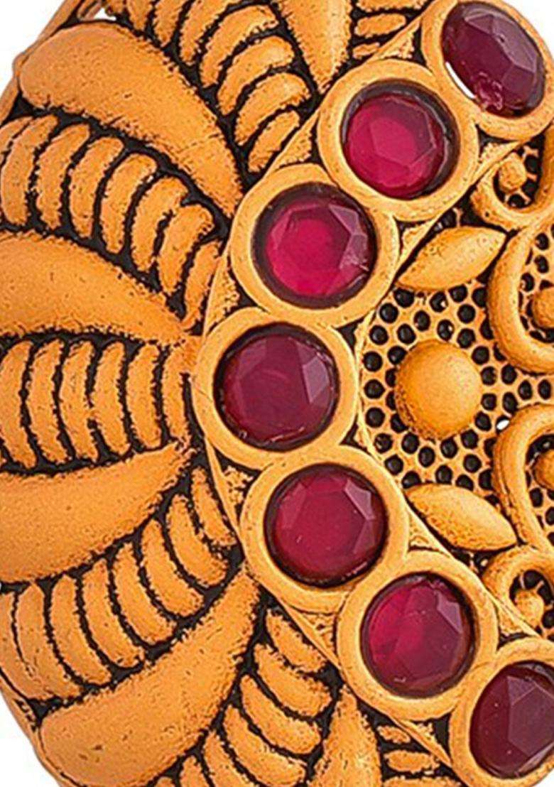 Gold-Plated Stone-Studded Finger Ring for Women | Traditional Temple Jewellery for Wedding & Festive Wear | Gift for Her - Indya