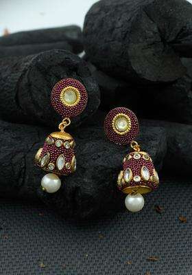 Gold-Toned Dome Shaped Jhumka Earrings for Women | Traditional Temple Jewellery for Wedding & Festive Wear | Gift for Her