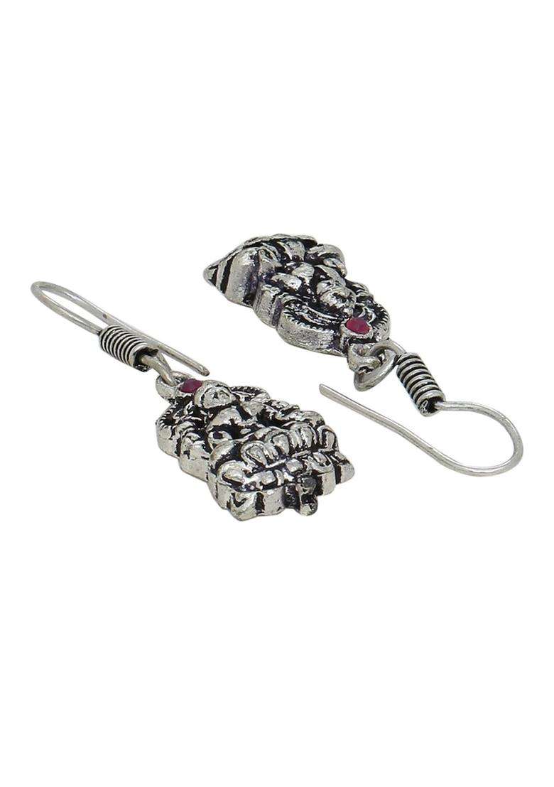 Oxidised Silver-Plated Gold-Toned & Pink Quartz-Studded Temple Jewellery Set for Women | Traditional Temple Jewellery for Wedding & Festive Wear | Gift for Her - Indya