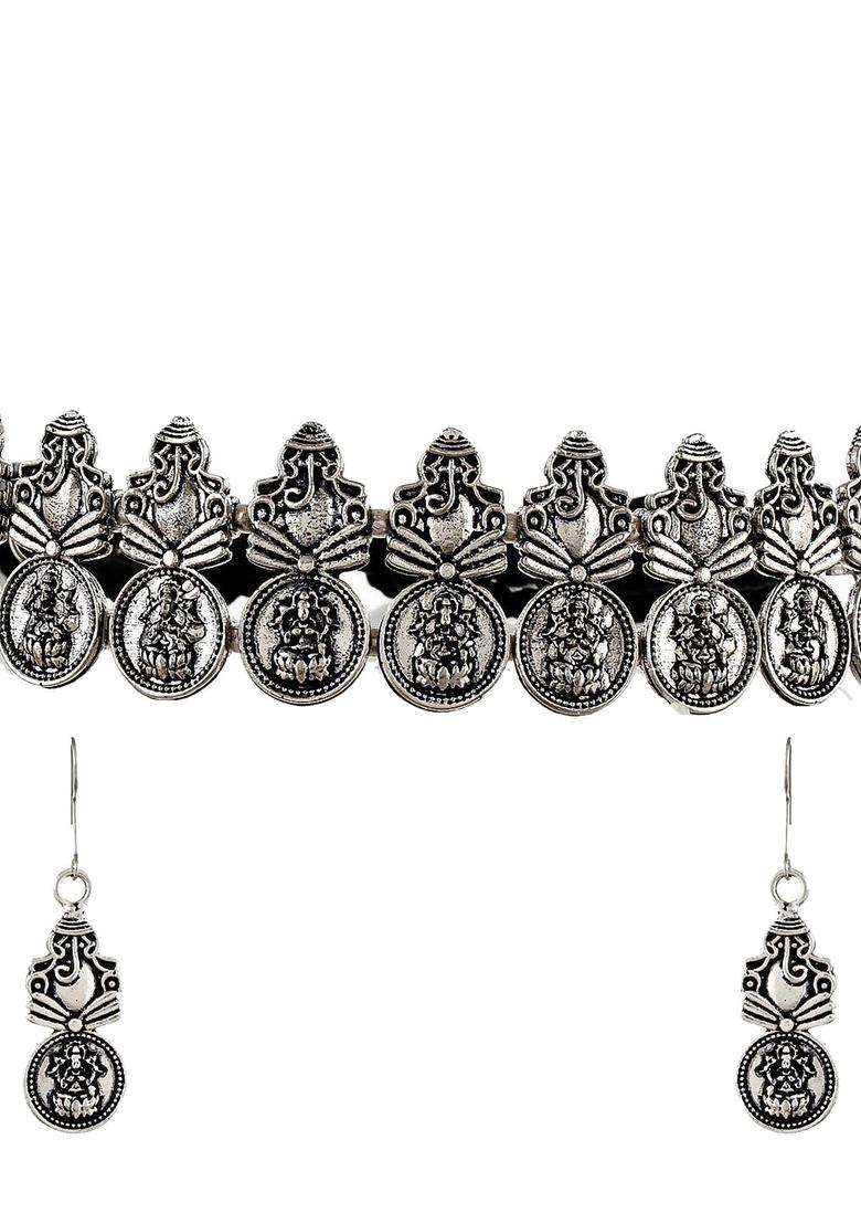 Oxidized Silver-Plated Temple Jewellery Set for Women | Traditional Temple Jewellery for Wedding & Festive Wear | Gift for Her - Indya