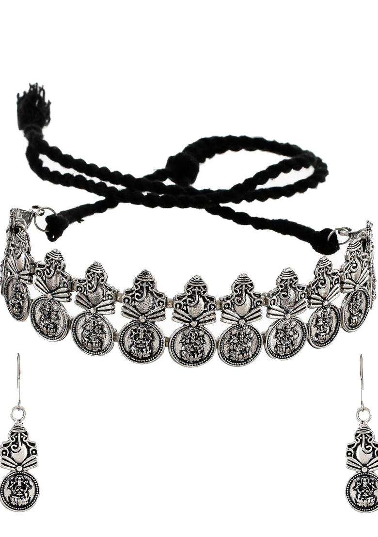 Oxidized Silver-Plated Temple Jewellery Set for Women | Traditional Temple Jewellery for Wedding & Festive Wear | Gift for Her - Indya