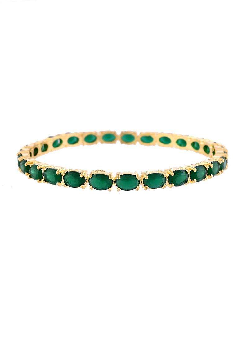 Set of 2 Gold-Plated Artificial Stone-Studded Bangles for Women | Traditional Temple Jewellery for Wedding & Festive Wear | Gift for Her - Indya