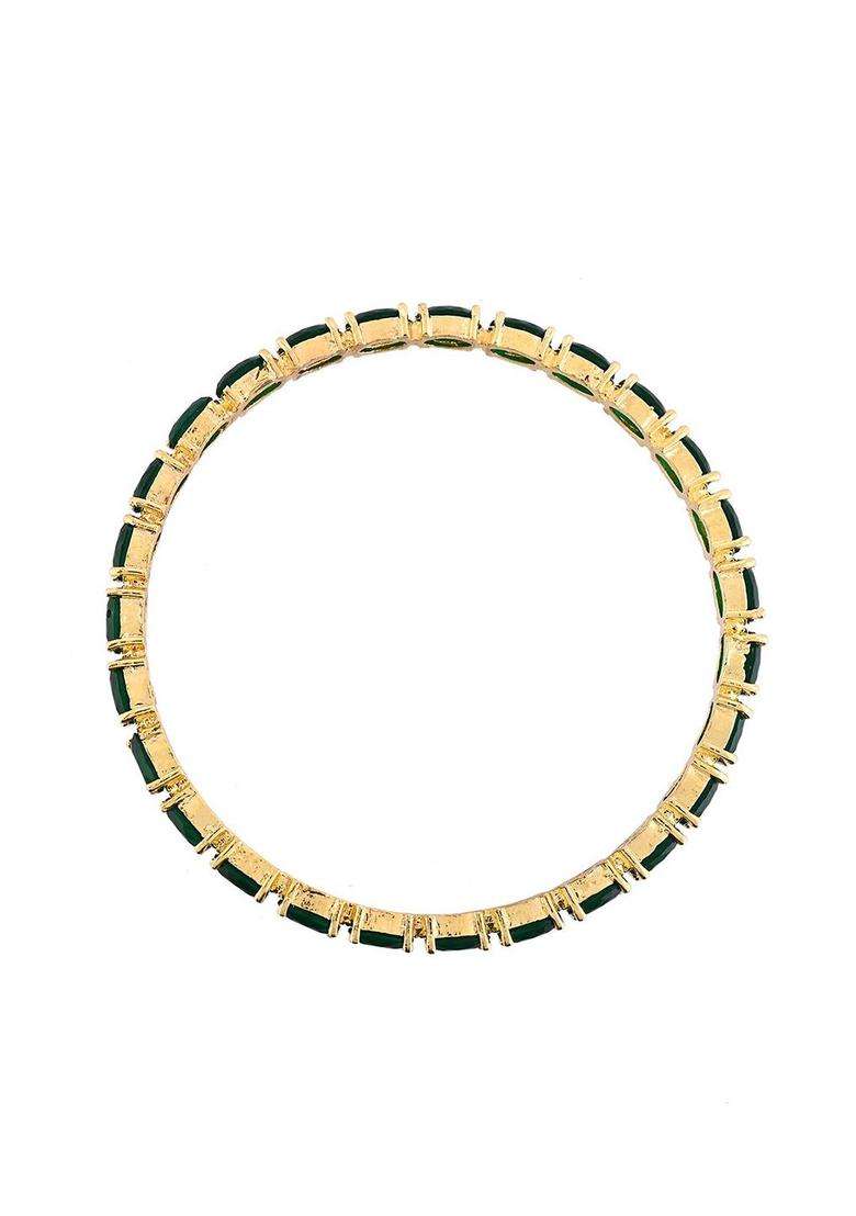 Set of 2 Gold-Plated Artificial Stone-Studded Bangles for Women | Traditional Temple Jewellery for Wedding & Festive Wear | Gift for Her - Indya