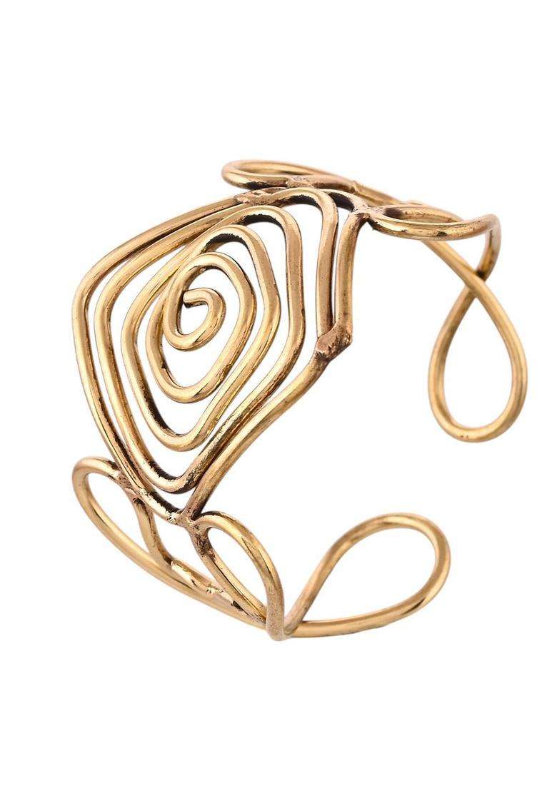 Brass Temple Gold-Plated Cuff Bracelet for Women | Stylish Party & Everyday Wear | Gift for Her - Indya