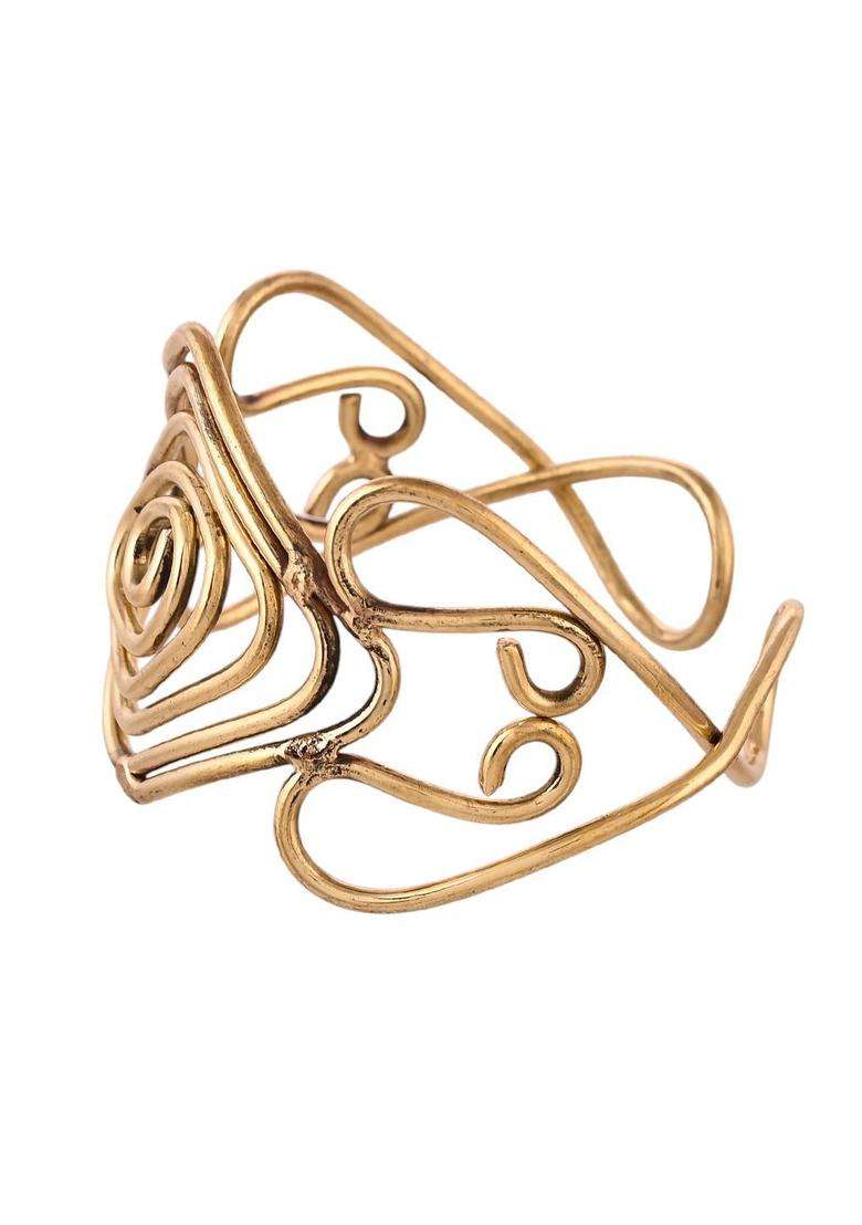 Brass Temple Gold-Plated Cuff Bracelet for Women | Stylish Party & Everyday Wear | Gift for Her - Indya