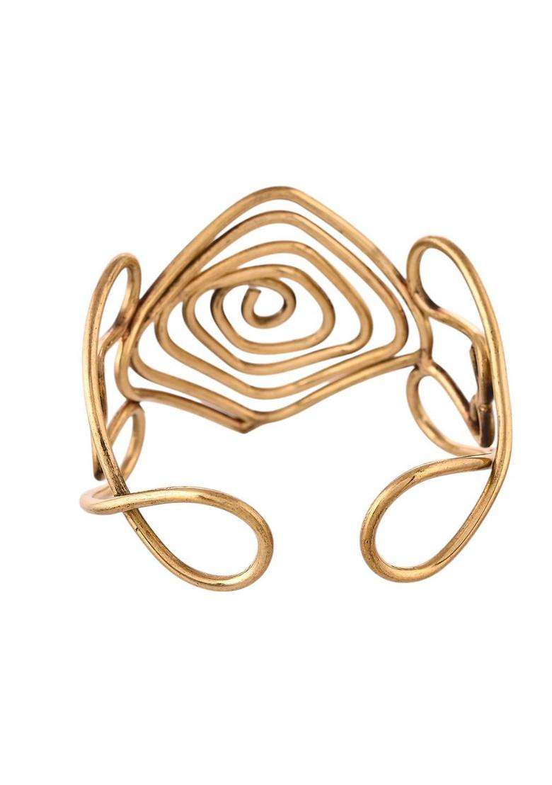 Brass Temple Gold-Plated Cuff Bracelet for Women | Stylish Party & Everyday Wear | Gift for Her - Indya