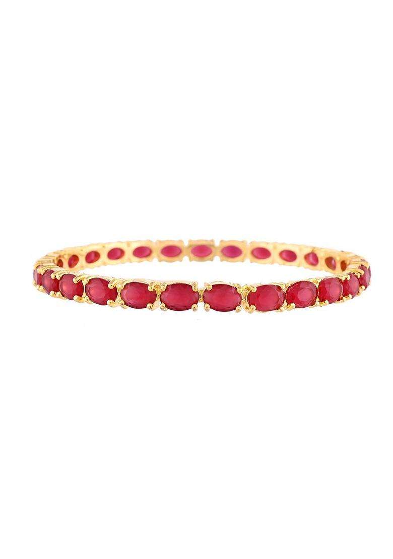 Set of 2 Gold-Plated Artificial Stones-Studded Bangles for Women | Traditional Temple Jewellery for Wedding & Festive Wear | Gift for Her - Indya