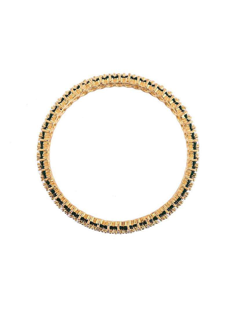 Gold-Plated Set of 2 Pearls Beaded Bangles for Women | Traditional Temple Jewellery for Wedding & Festive Wear | Gift for Her - Indya