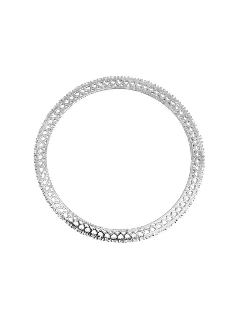 Set of 4 Silver-Plated American Diamond Stone Studded Bangles for Women | Stylish Party & Everyday Wear | Gift for Her - Indya