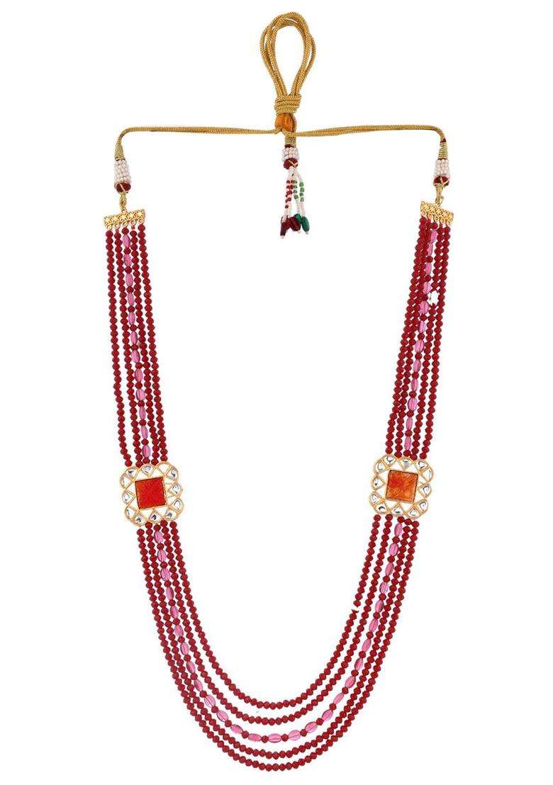 Red Gold-Plated Kundan-Studded Jewellery Set for Women | Traditional Temple Jewellery for Wedding & Festive Wear | Gift for Her - Indya