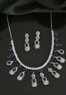 Silver-Plated American Diamond-Studded Jewellery Set for Women | Stylish Party & Everyday Wear | Gift for Her