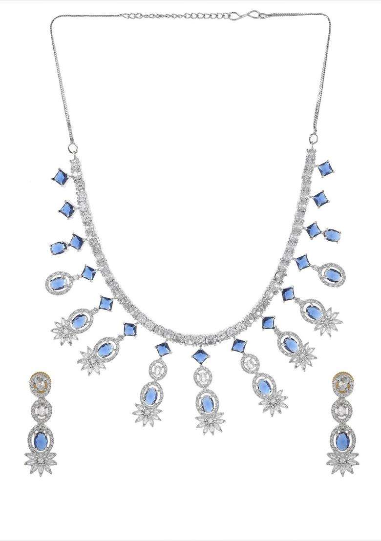 Silver-Plated American Diamond-Studded Jewellery Set for Women | Stylish Party & Everyday Wear | Gift for Her - Indya