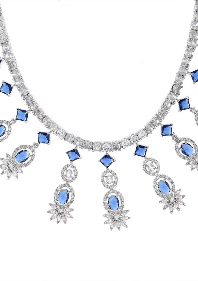 Silver-Plated American Diamond-Studded Jewellery Set for Women | Stylish Party & Everyday Wear | Gift for Her - Indya