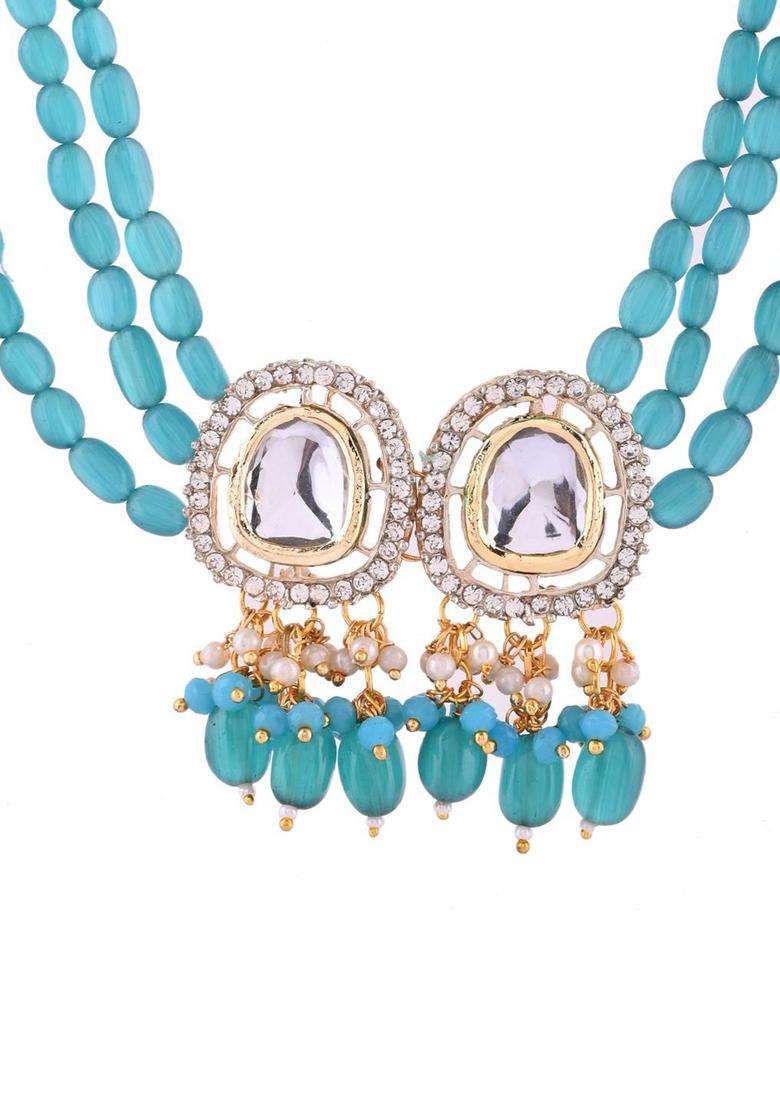 Gold-Plated Kundan-Studded & Beaded Jewellery Set for Women | Traditional Temple Jewellery for Wedding & Festive Wear | Gift for Her - Indya