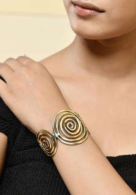 Brass Temple Gold-Plated Cuff Bracelet for Women | Stylish Party & Everyday Wear | Gift for Her