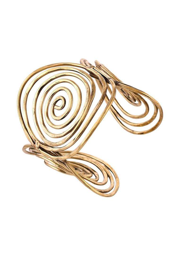 Brass Temple Gold-Plated Cuff Bracelet for Women | Stylish Party & Everyday Wear | Gift for Her - Indya