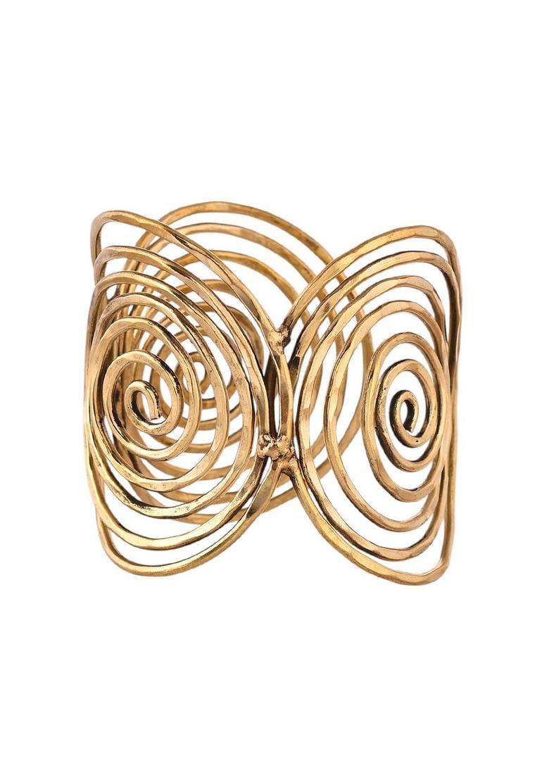 Brass Temple Gold-Plated Cuff Bracelet for Women | Stylish Party & Everyday Wear | Gift for Her - Indya