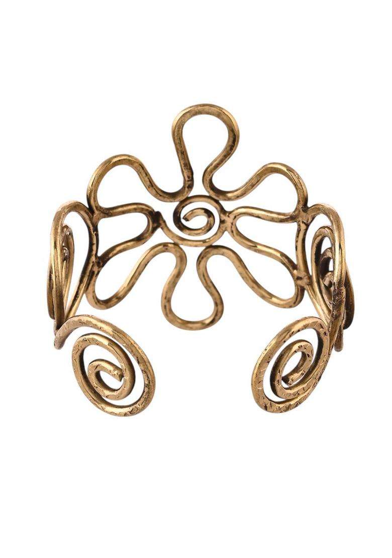 Brass Temple Gold-Plated Cuff Bracelet for Women | Stylish Party & Everyday Wear | Gift for Her - Indya